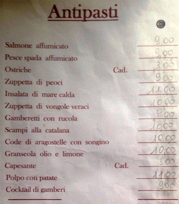 Menu di L'approdo 