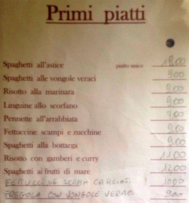 Menu di L'approdo 