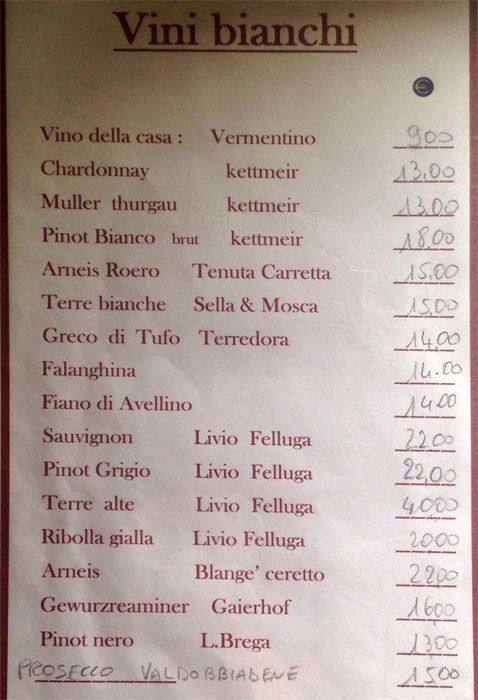 Menu di L'approdo 