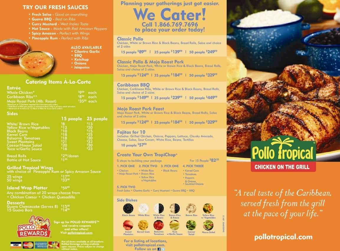 Pollo Tropical Menu, Menu for Pollo Tropical, Coconut Grove, Miami