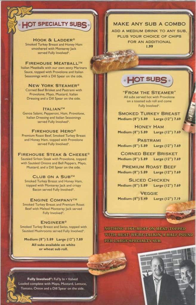 Menu at Firehouse Subs Westview fast food, Frederick, Buckeystown Pike