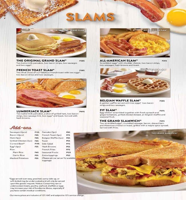 denny's restaurant menu prices