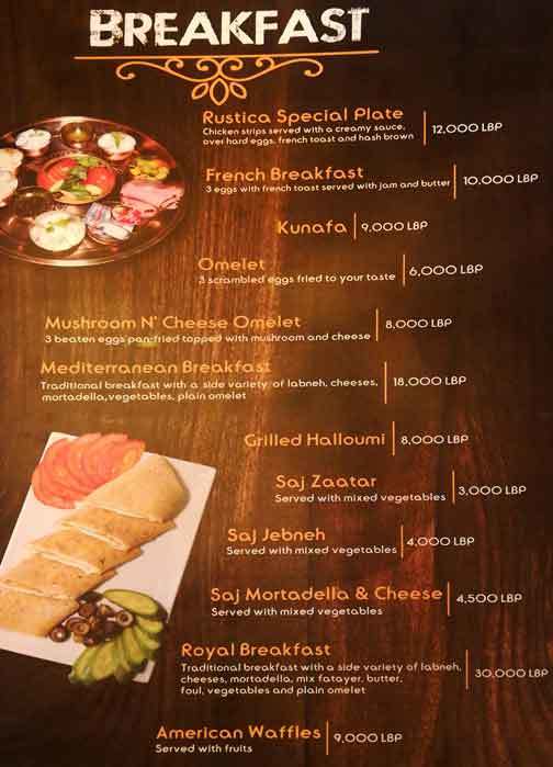 La Rustica Cafe Menu, Menu for La Rustica Cafe, Tyre, Beirut - Zomato ...