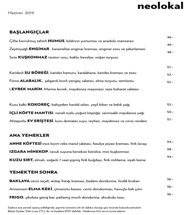 menu at neolokal istanbul menu at neolokal istanbul
