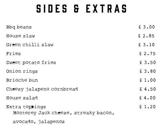 Menu at Porky's BBQ Boxpark, London, 10 Bethnal Green Rd