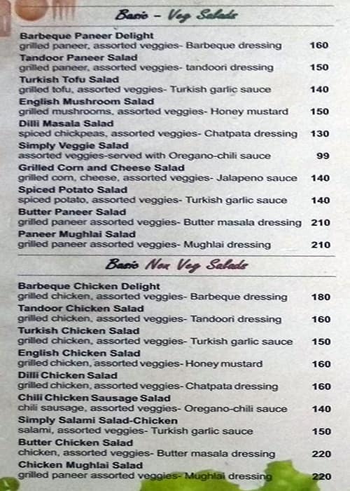 Salad Grills menu