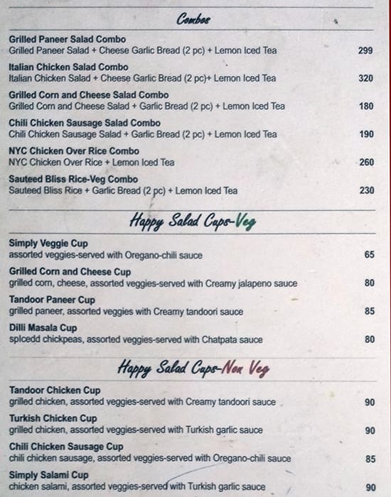 Salad Grills menu
