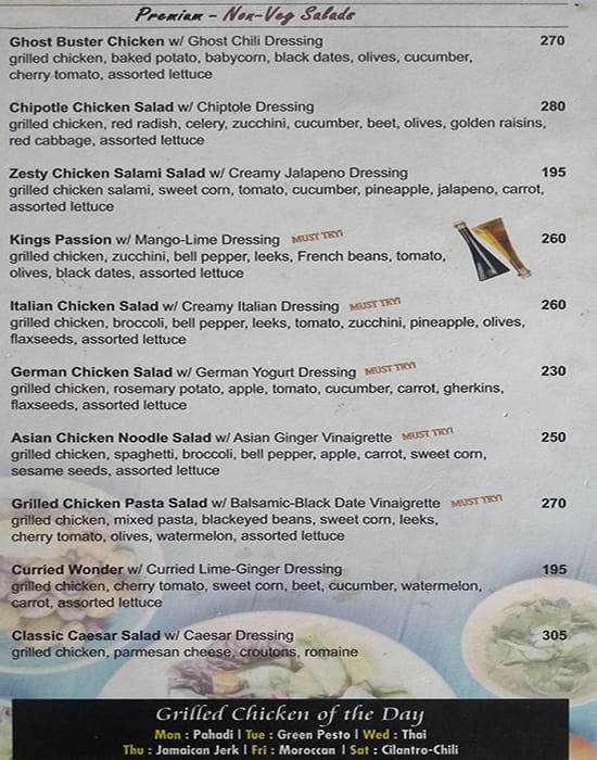 Salad Grills menu