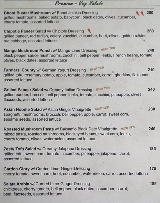 Salad Grills menu