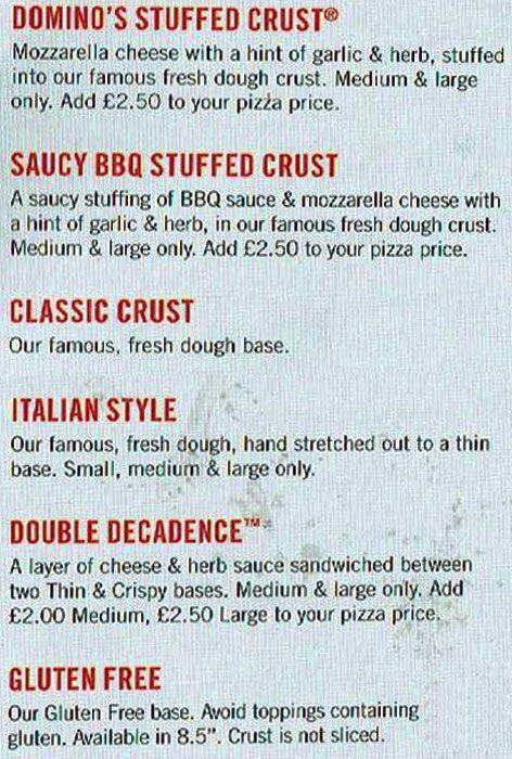 Domino's Pizza - Edinburgh - Corstorphine menu