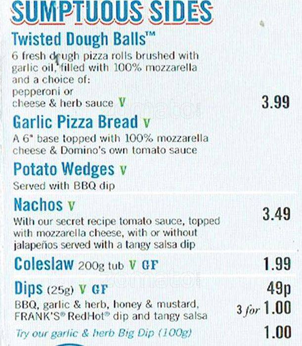 Domino's Pizza - Edinburgh - Corstorphine menu