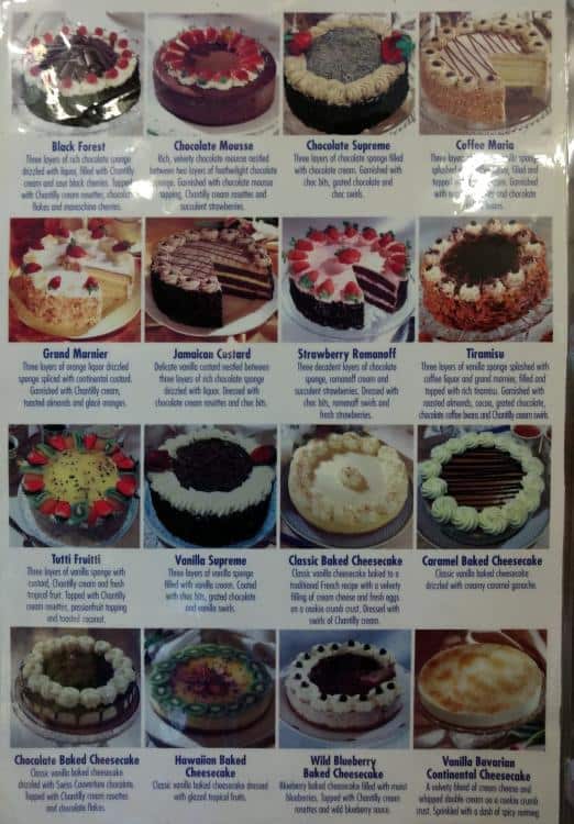 Menu at Cake It Away desserts, Blacktown