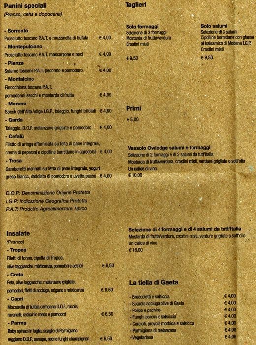 Menu di Owlodge 
