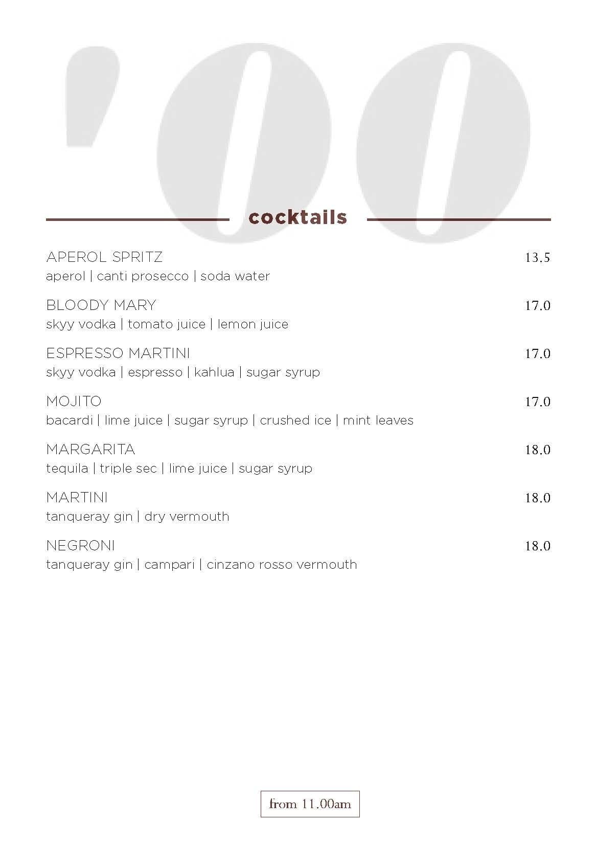 Menu at hundred acre bar, Brisbane City