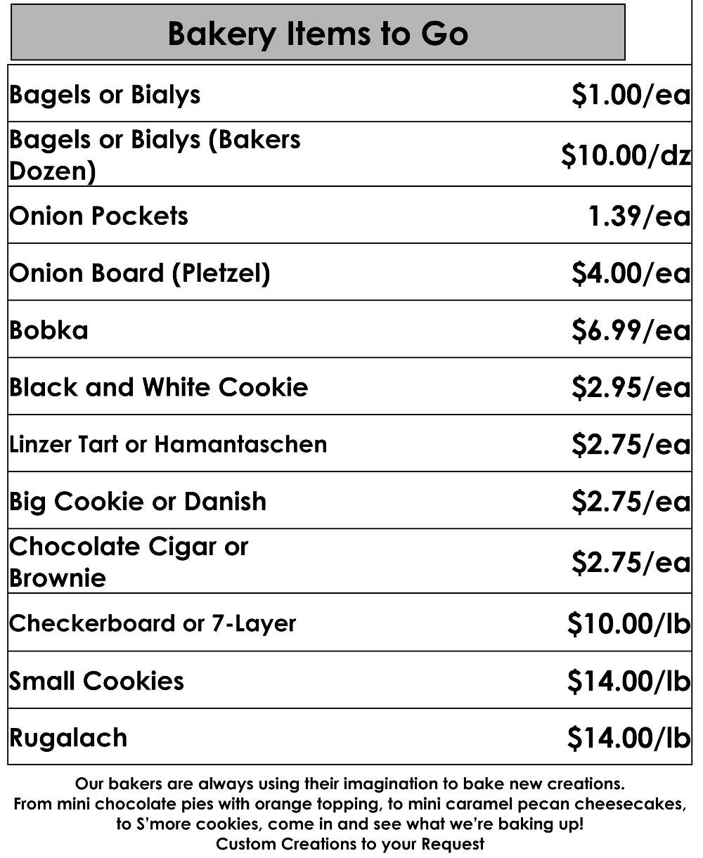Menu at Sage Bagel & Deli restaurant, Hallandale Beach