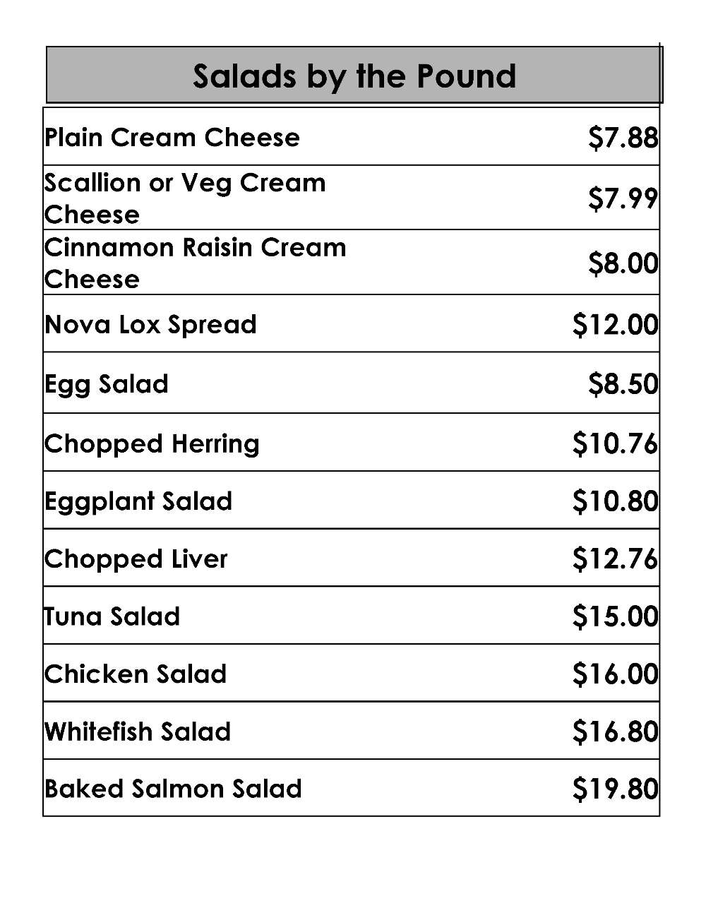 Menu at Sage Bagel & Deli restaurant, Hallandale Beach