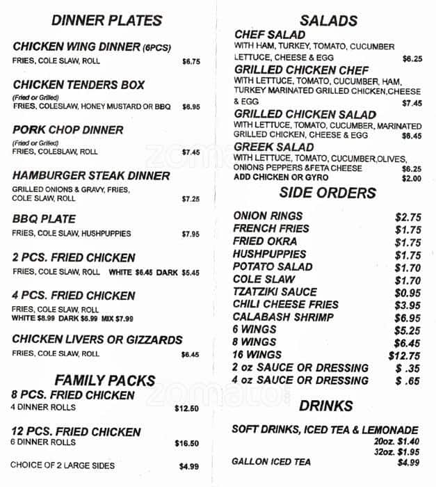 Menu at Chicken King fast food, Mount Holly, 130 W Charlotte Ave