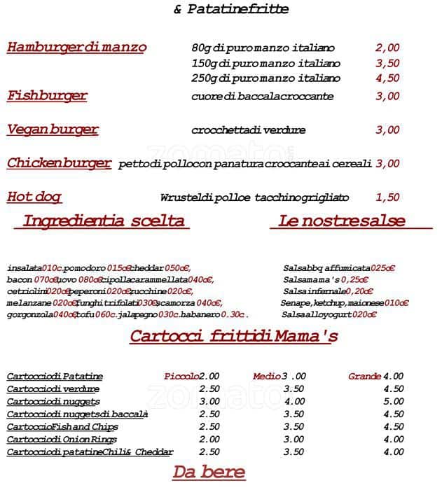 Menu di Mama's 