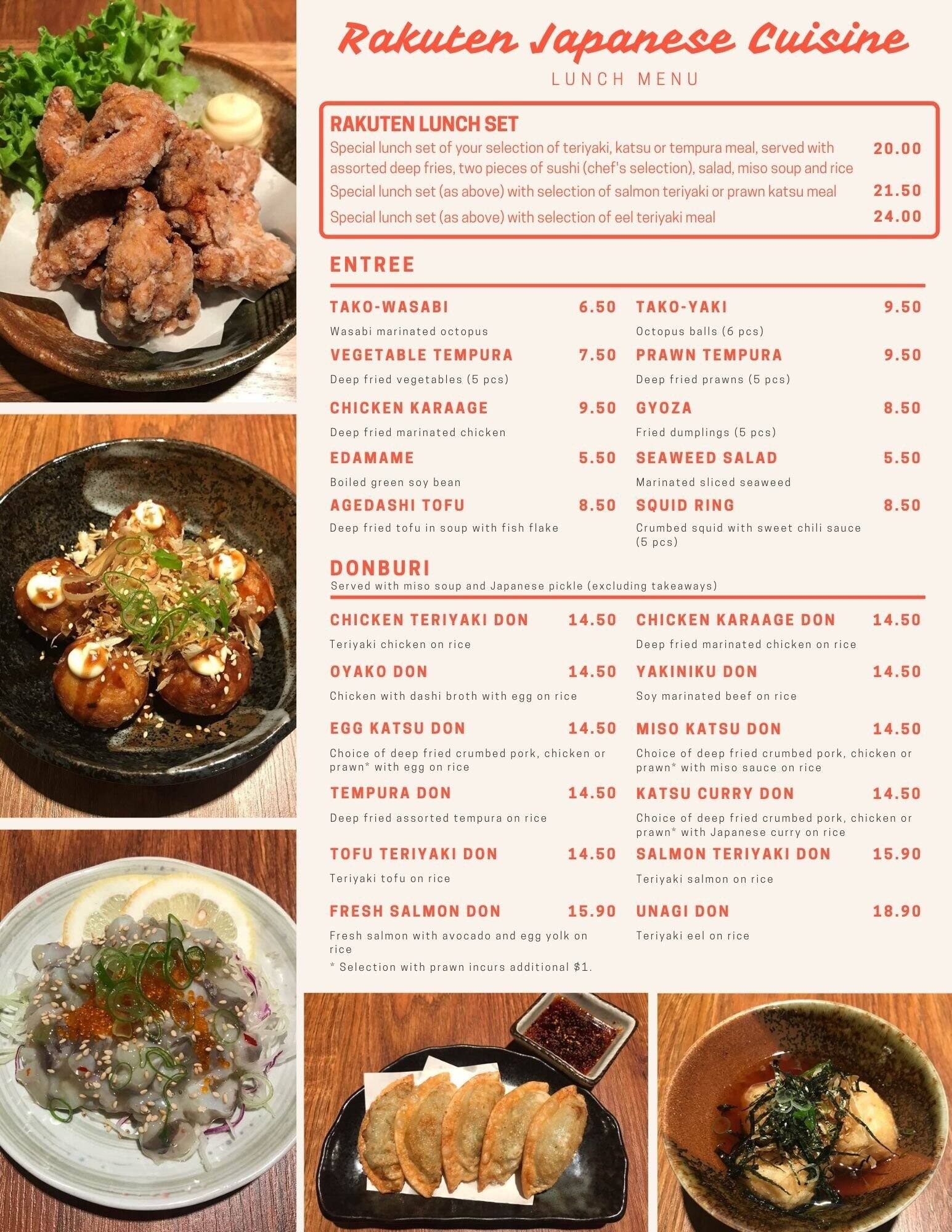 Rakuten Japanese Cuisine 楽伝 Menu