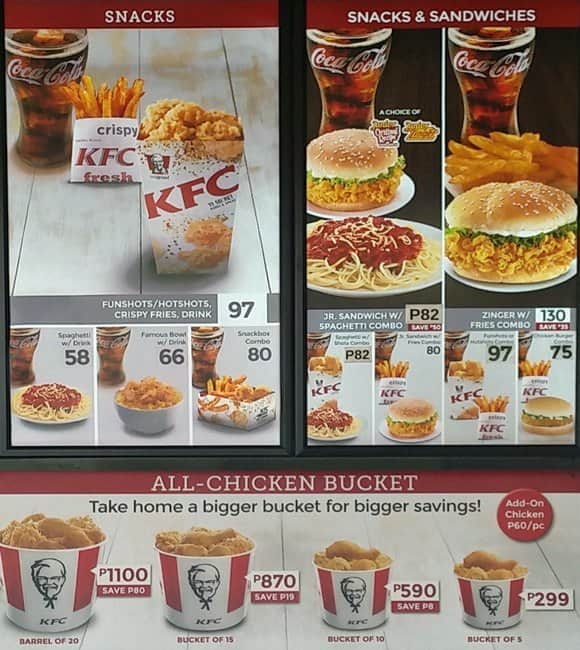 Kfc Menu Philippines Price List