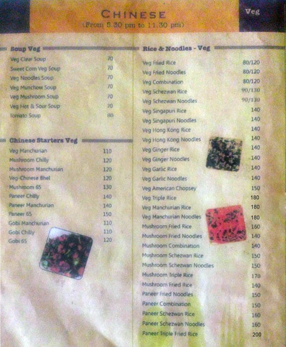 Hotel Alfa menu