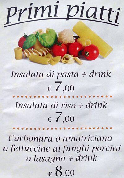 Bar Candia Speisekarte