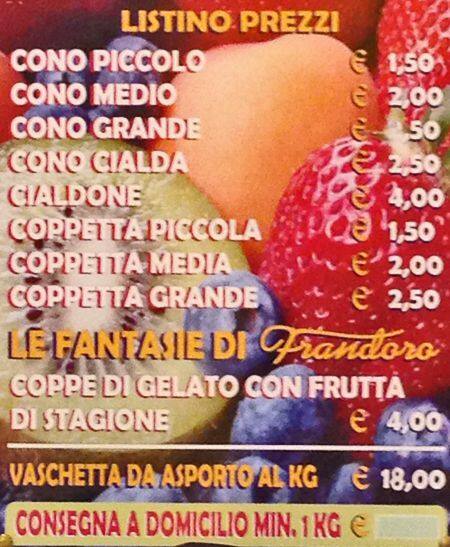Menu di Frandoro 