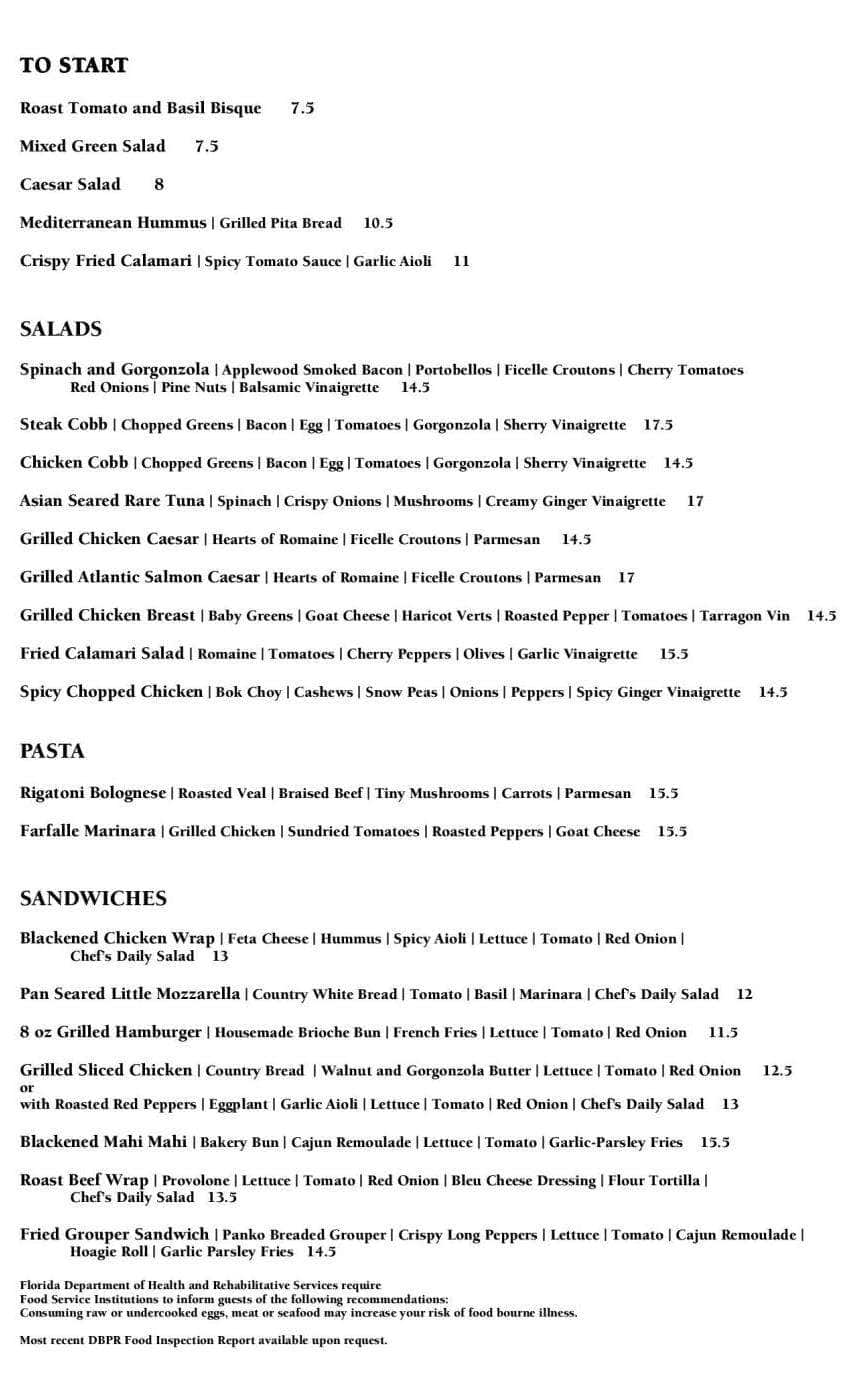 Menu at City Cellar Wine Bar & Grill, West Palm Beach