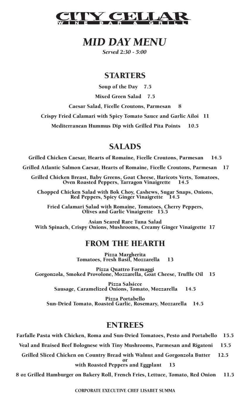 Menu at City Cellar Wine Bar & Grill, West Palm Beach
