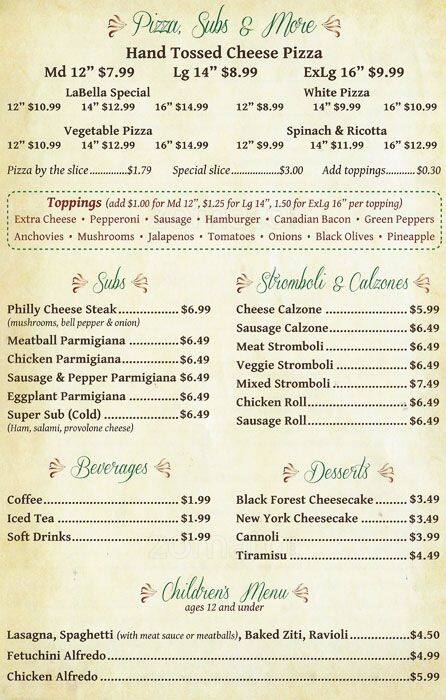 Menu At La Bella Italian Grill Pizzeria Garland Menu At La Bella Italian Grill Pizzeria Garland
