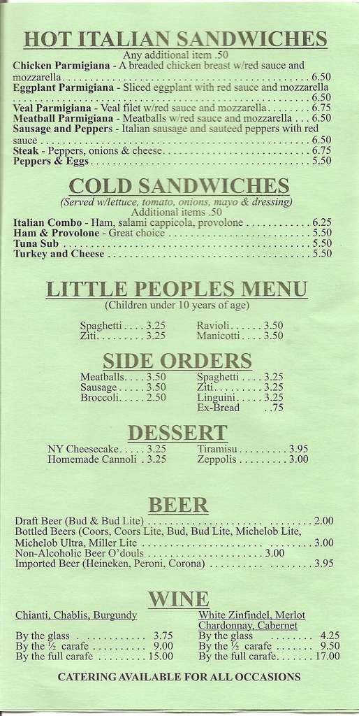 Menu at Sammy's Italian Restaurant and Pizza, Ocala, SW State Rd 200