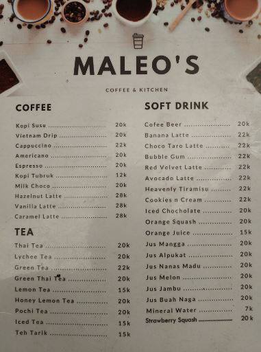 Maleo S Coffee And Kitchen Menu