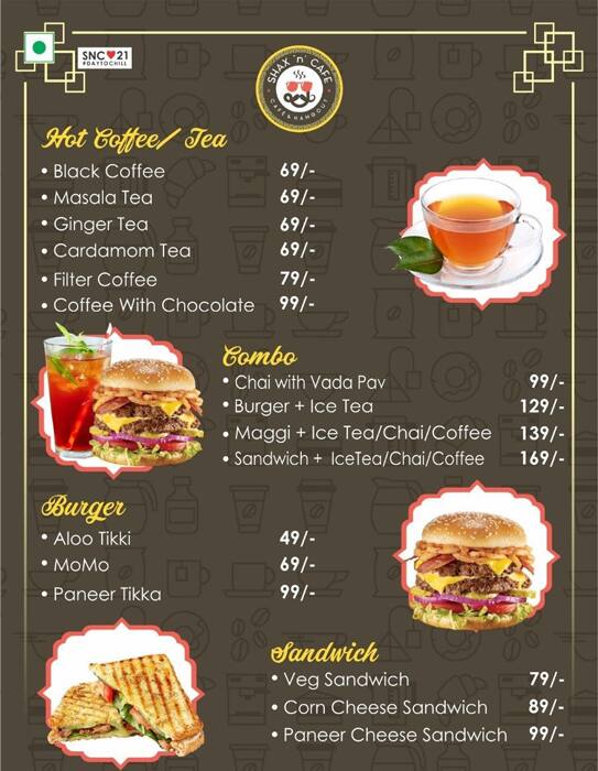 Shax 'n' Café menu