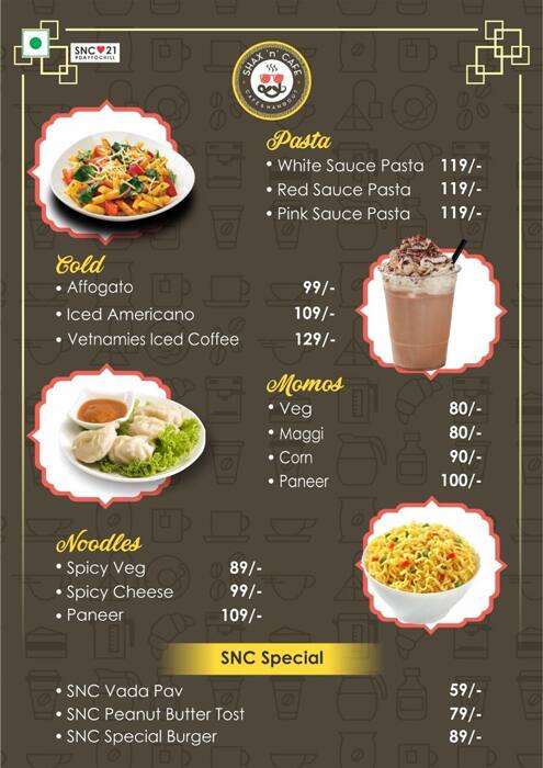 Shax 'n' Café menu