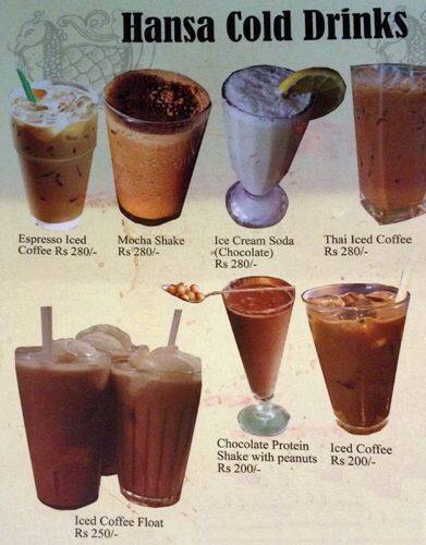 Hansa Coffee menu