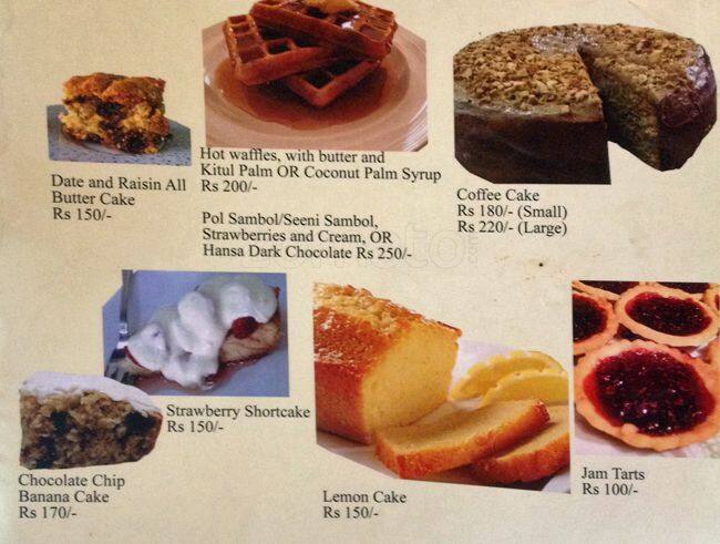 Hansa Coffee menu