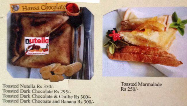 Hansa Coffee menu