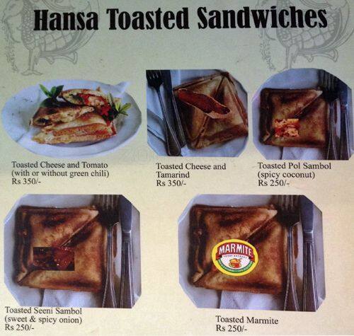 Hansa Coffee menu