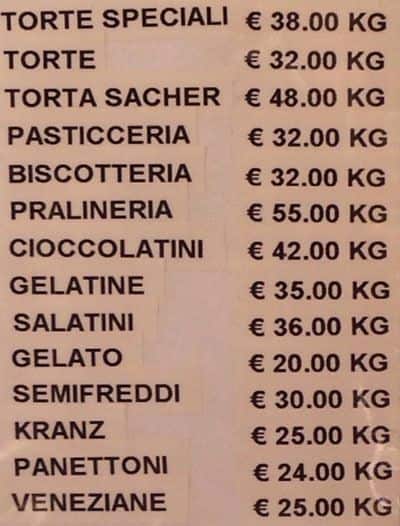 Menu di Pasticceria Elli 
