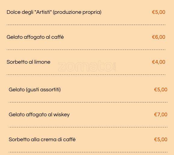 Menu di Gli Artisti 