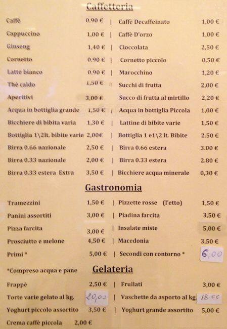 Menu di Bar Gelateria Amadeus di Rosyroby S.n.c. 