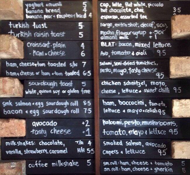 Tamp Espresso menu, Menu restauracji Tamp Espresso, Rozelle, Sydney