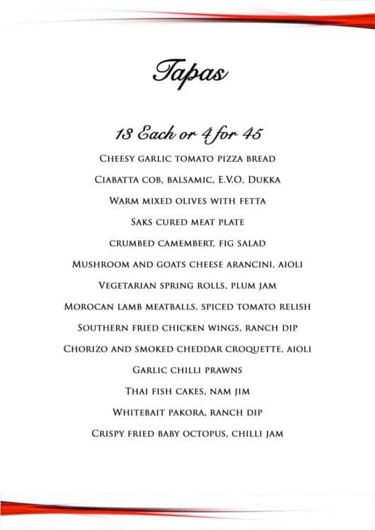 Saks Restaurant and Bar Menu, Menu for Saks Restaurant and Bar, Main ...