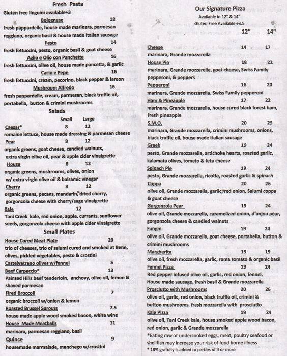 Bene Pizza Menu, Menu for Bene Pizza, Bainbridge Island, Bainbridge