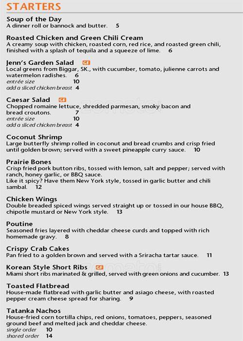 Arrowhead Grill Menu, Menu for Arrowhead Grill, Riversdale, Saskatoon