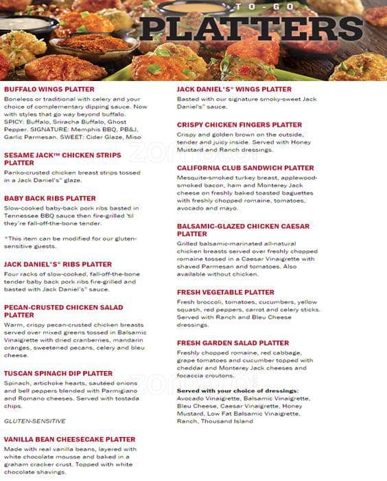 Menu At TGI Fridays Restaurant Dallas Belt Line Rd