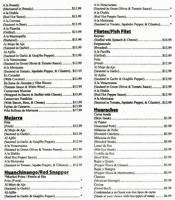 Menu at El Pulpo Loco Restaurant, Chicago