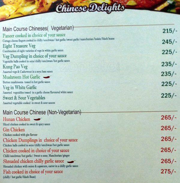 Menu at Hotel Landmark, Ranchi