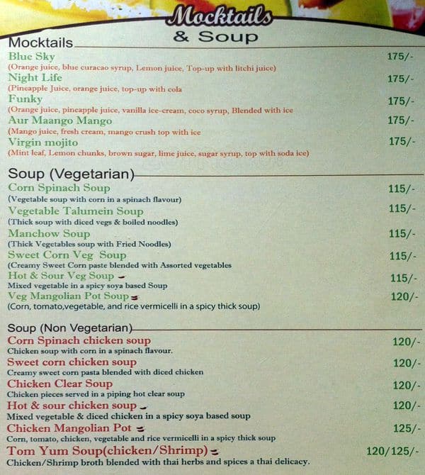 Menu at Hotel Landmark, Ranchi