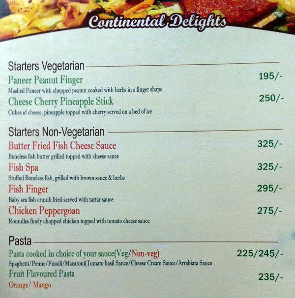 Menu at Hotel Landmark, Ranchi